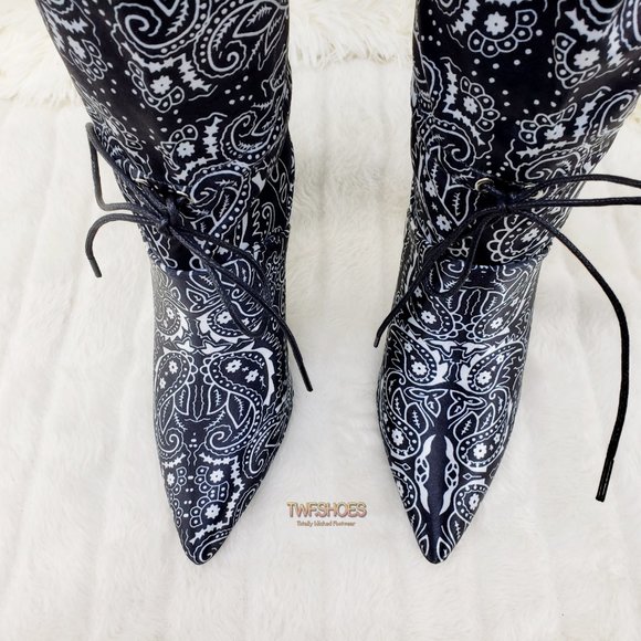 Madness Drawstring 4" Stiletto High Heel Mid Calf Boots - Picture 11 of 12